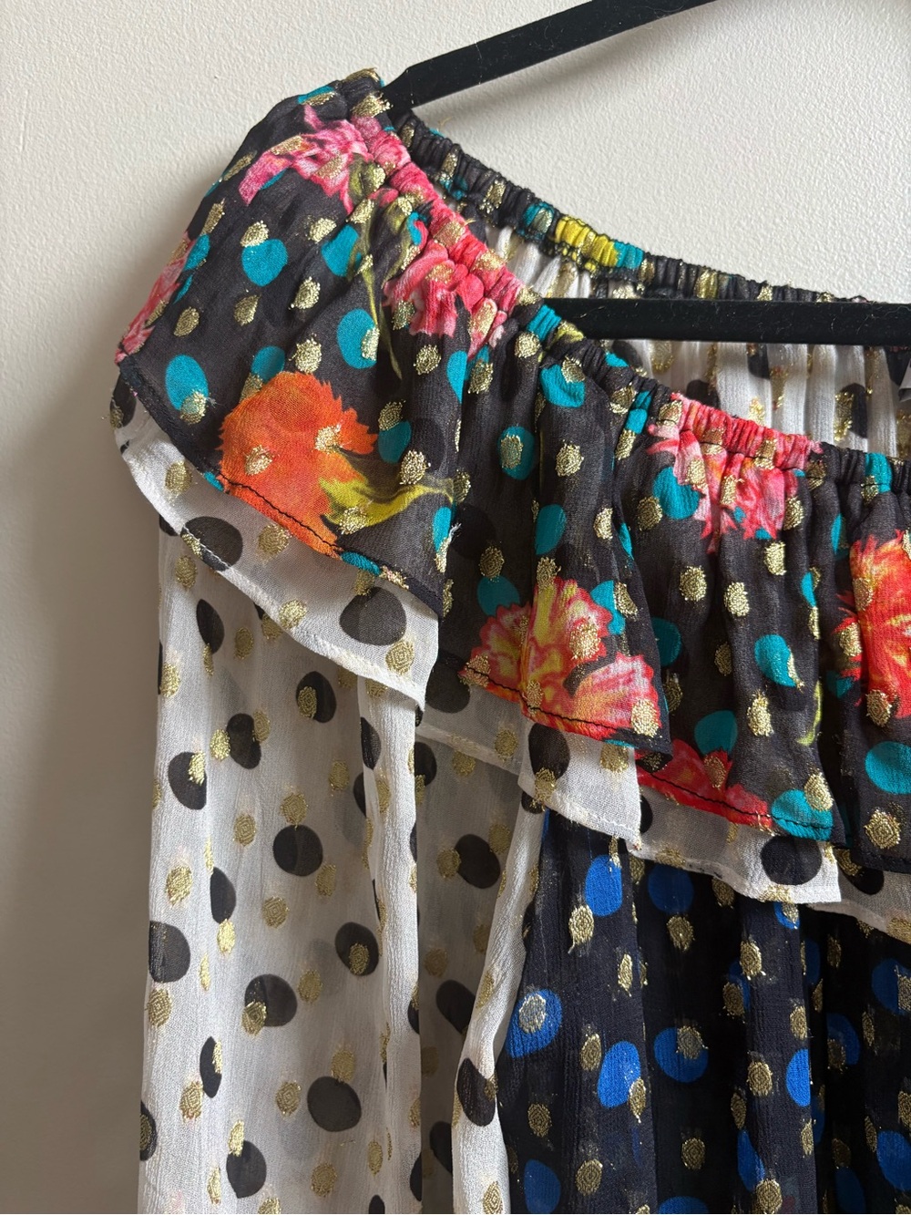 RIXO Multi-Color Mixed Print Off-Shoulder Tunic - Picture 5 of 5